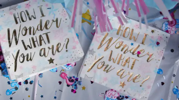 Tovaglioli a tema "How I wonder what you are?" per un baby shower, con stelle rosa e azzurre. Perfetti per creare l'atmosfera giusta con le canzoni per baby shower.