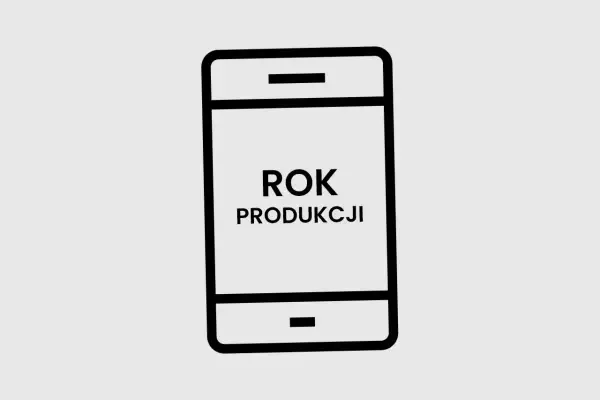 Ikona telefonu z napisem "ROK PRODUKCJI". Dowiedz się, jak sprawdzić rok produkcji telefonu.