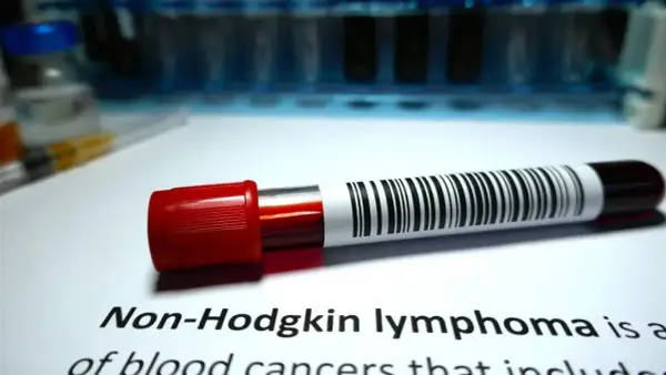 Blutprobe mit Barcode für Non-Hodgkin-Lymphom-Forschung. Neue Therapieansätze werden erforscht.