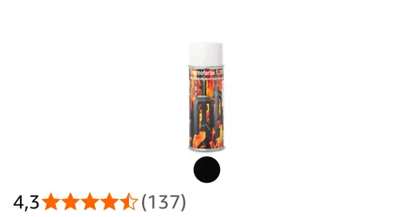 Dose mit hitzebeständigem Ofenlack, ideal zum Einbrennen für Öfen und Kamine. Schwarze Farbe.