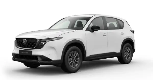 Biała Mazda CX-5 na białym tle. Sprawdź aktualną mazda cx-5 cena i wybierz swój wymarzony SUV.