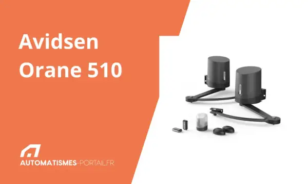 Ensemble motorisation portail Avidsen Orane 510, avec télécommandes et accessoires.