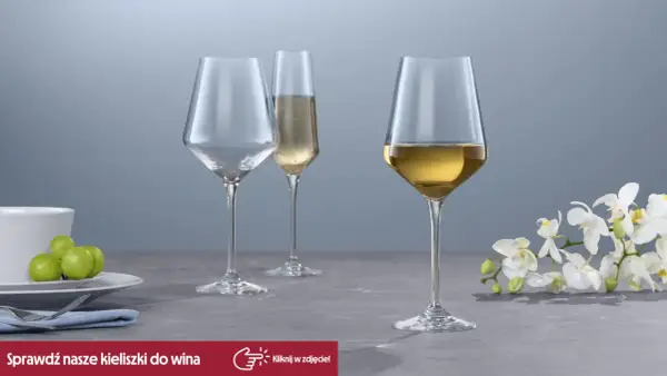 Eleganckie kieliszki do wina, jeden z winem, drugi pusty, trzeci z szampanem. Zastanawiasz się, jaką pojemność ma kieliszek?