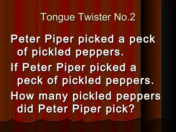 El trabalenguas "Peter Piper picked a peck of pickled peppers" y su pregunta sobre cuántos recogió.