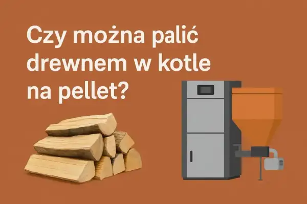 Stos drewna obok kotła na pellet. Czy w piecu na pellet można palić drewnem?