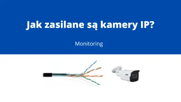 Zasilanie kamery wifi: przewód sieciowy i biała kamera IP BCS.