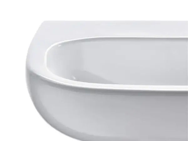 Biała, ceramiczna wanna Duravit D-Code o gładkich, zaokrąglonych krawędziach, zapraszająca do relaksu.