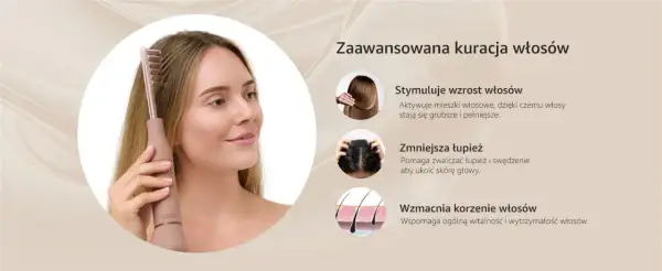 Kobieta stosuje darsonwalizację włosów, by stymulować ich wzrost, zmniejszyć łupież i wzmocnić korzenie.