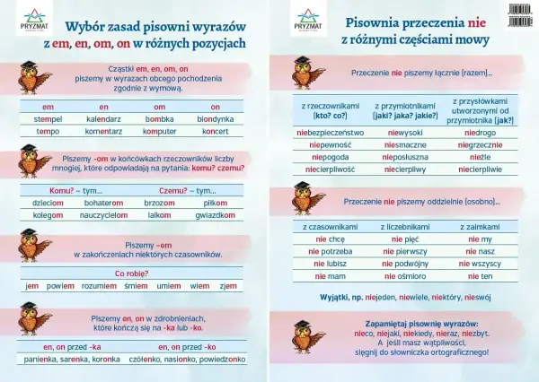Jak się pisze na pewno? Poznaj zasady pisowni wyrazów z em, en, om, on i przeczenia "nie" z różnymi częściami mowy.