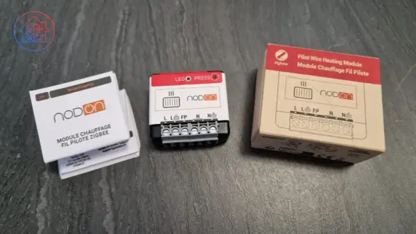 Module nodon sin-4-1-20 pour chauffage fil pilote Zigbee, avec notice et emballage.