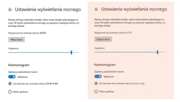 Wyświetlanie nocne Windows 10: Jak włączyć filtr niebieskiego światła?
