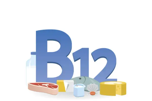 La vitamina B12, essenziale per i valori ottimali, è presente in carne, pesce, latticini e uova.