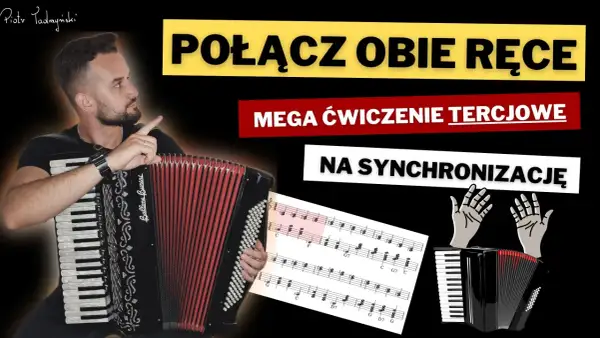 Piotr Padmyński pokazuje, jak zagrać "Sto lat" na pianinie, ćwicząc synchronizację rąk.