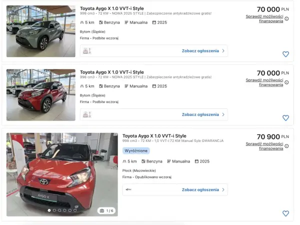 Toyota Aygo X 1.0 VVT-i Style. Zastanawiasz się, czy toyota aygo rozrząd pasek czy łańcuch? Te auta z 2025 roku mają manualną skrzynię i silnik benzynowy.