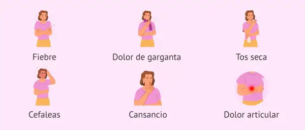 Mujer con síntomas de gripe: fiebre, dolor de garganta, tos seca, cefaleas, cansancio y dolor articular. Cuidarse durante el embarazo es clave.