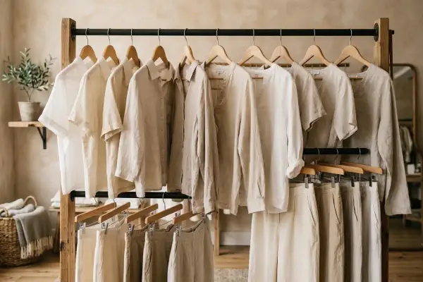 Un guardaroba essenziale: camicie e pantaloni in lino color canapa abbinamenti perfetti per un look naturale e chic.