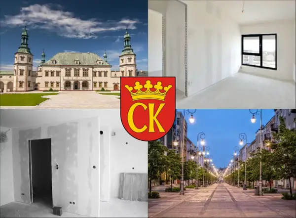Kielce: Pałac, budowa, herb miasta i ulica Sienkiewicza.