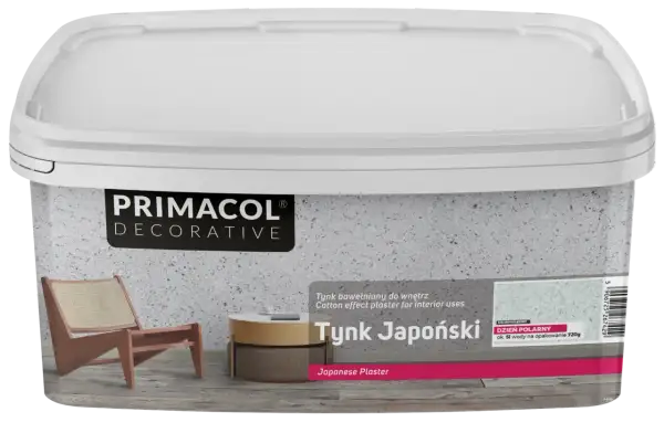 Tynk Japoński Primacol – dekoracyjna farba przeciw wilgoci. Idealna do wnętrz, nadaje efekt bawełny.