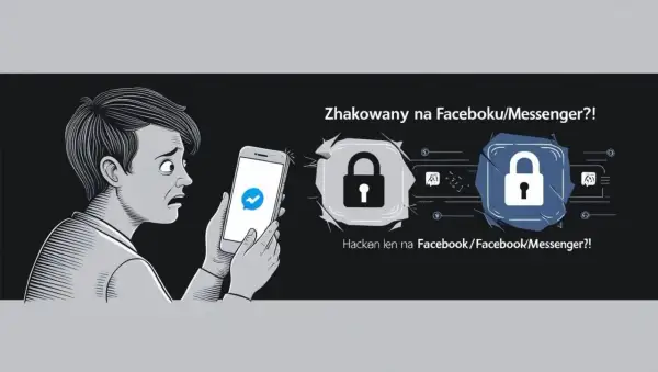 Przerażony użytkownik trzyma smartfon z ikoną Messengera. Obok widnieje symbol kłódki, sugerujący problem z bezpieczeństwem. Jak sprawdzić hasło do Messengera, gdy konto jest zagrożone?