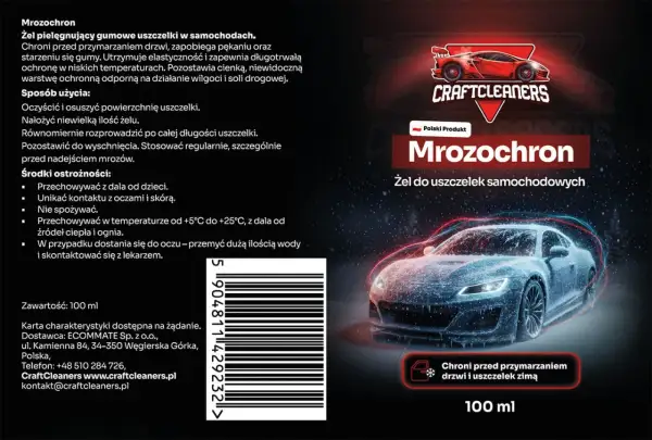 Mrozochron - jak odnowić uszczelki w samochodzie. Żel chroniący przed przymarzaniem drzwi i uszczelek zimą. 100 ml.
