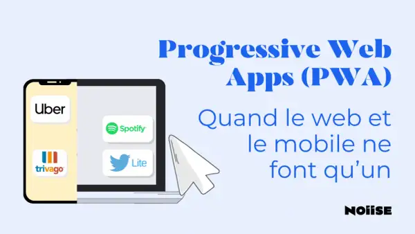 Icônes d'applications comme Uber, Spotify et Trivago sur un écran, illustrant le concept de pwa app store.