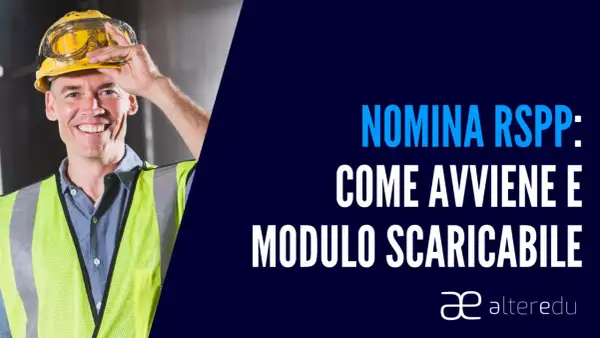 Operaio con casco giallo e giubbotto alta visibilità, sorride. Titolo: Nomina RSPP: come avviene e modulo scaricabile.
