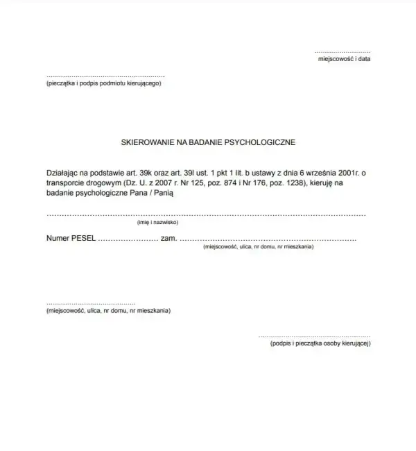 Kto może skierować kierowcę na badania psychologiczne i dlaczego to ważne?