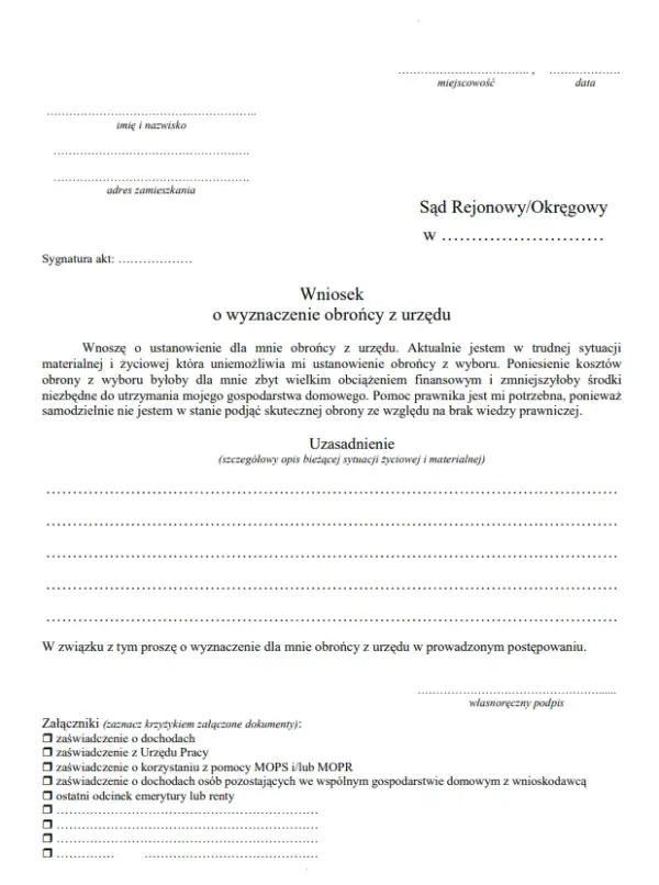 Jak napisać wniosek o adwokata z urzędu i uniknąć błędów?