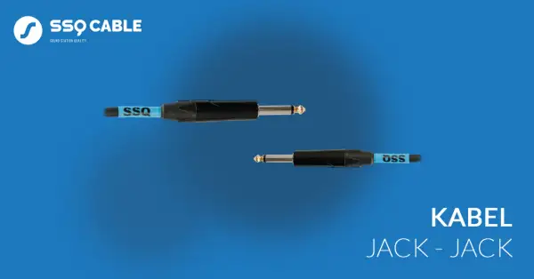 Dwa kable jack-jack SSQ, gotowe do połączenia dźwięku.