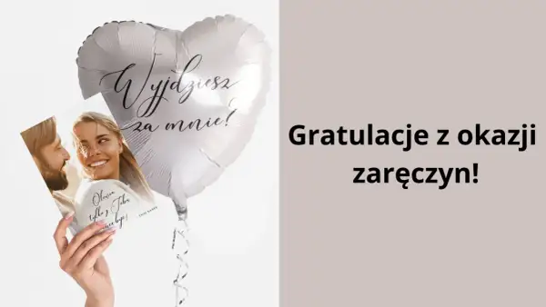 Serce z napisem "Wyjdziesz za mnie!" i kartka z parą. Idealne cytaty o zaręczynach na ten wyjątkowy dzień.