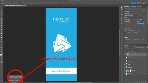Projekt roll-upu dla HBOT 3D, pokazujący, jak się drukuje. Kliknij na napis, by zobaczyć szczegóły.
