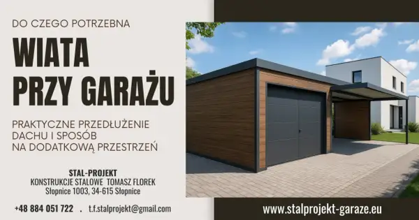 Nowoczesna wiata przy garażu, praktyczne przedłużenie dachu, to nie tylko budynek, ale dodatkowa przestrzeń.