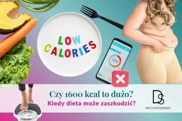 Warzywa, talerz z napisem "LOW CALORIES", aplikacja z kaloriami i osoba na wadze. Co jeść na redukcji?