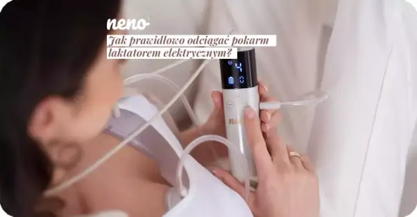 Kobieta używa laktatora elektrycznego. Prawidłowe odciąganie mleka laktatorem zapobiega zanikowi pokarmu.
