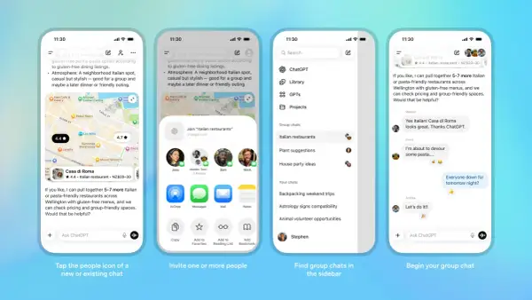 Chatbot ChatGPT pomaga w planowaniu spotkań, sugerując restauracje i tworząc grupy rozmów.