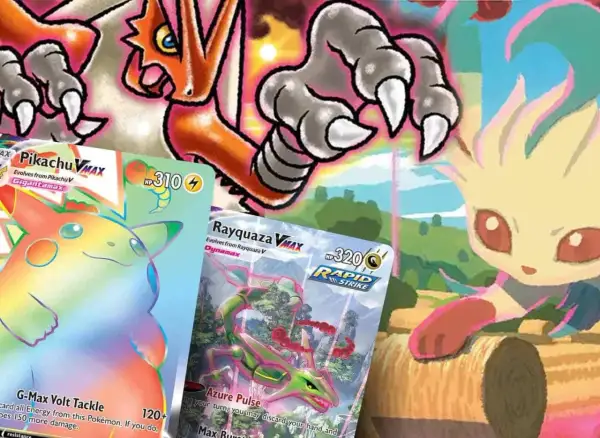 Karty Pokémon VMAX: tęczowy Pikachu, Rayquaza i inne stwory. Co to VMAX? To potężne formy!