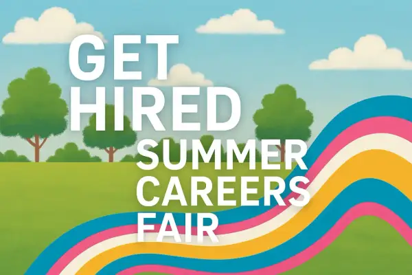 Get hired! Explore summer careers at this vibrant fair. Find your perfect summer fest jobs with this colorful invitation.