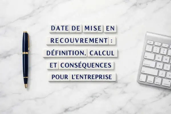 La date de mise en recouvrement : définition, calcul et conséquences pour l'entreprise. Un stylo et un clavier sont présents.
