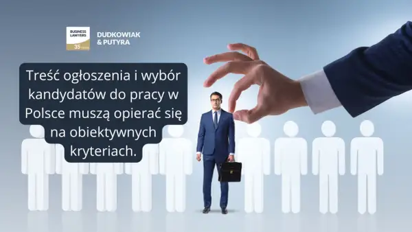 Ręka wybiera kandydata. Czy jednoosobowa działalność gospodarcza może zatrudniać pracowników? Treść ogłoszenia i wybór kandydatów do pracy w Polsce muszą opierać się na obiektywnych kryteriach.