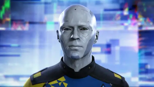 Android z Detroit: Become Human, z niebieskim tłem. Ile godzin gry zajmie odkrycie jego tajemnic?