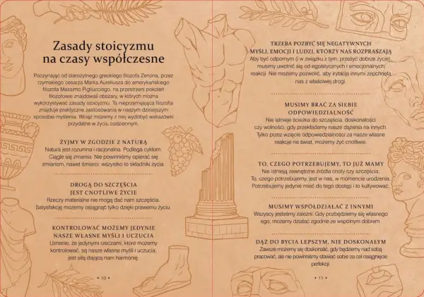 Zasady stoicyzmu w literaturze: filozofia Zenona, Marka Aureliusza i P. Pigliucciego, praktyczne wskazówki na co dzień.