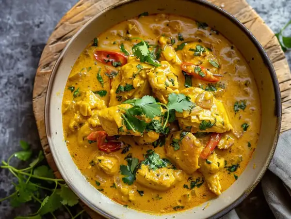 En krämig kycklingcurry med chili och koriander. Ett perfekt currysås recept för en smakrik middag.