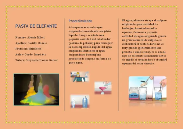 Espuma colorida y abundante, como una pasta de dientes de elefante, surge de un experimento científico.