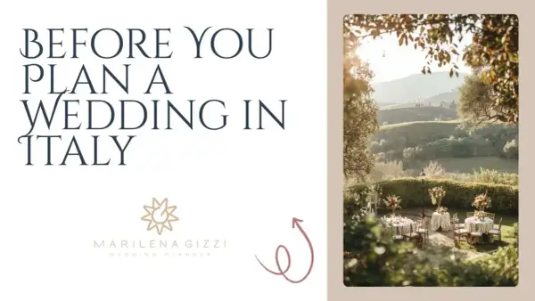 Prima di pianificare un matrimonio in Italia, scopri idee originali per l'intrattenimento matrimonio. Paesaggio toscano con tavoli allestiti.