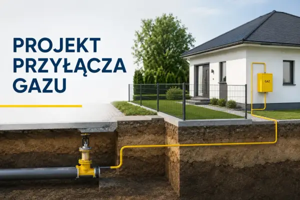 Projekt przyłącza gazu do domu. Dowiedz się, ile kosztuje przyłącze gazu i jak przebiega instalacja pod ziemią.