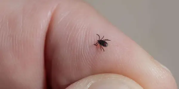 Mały kleszcz na ludzkiej skórze. Zastanawiasz się, jak długo kleszcz siedzi w skórze? Im szybciej go usuniesz, tym lepiej.