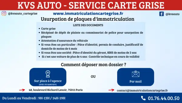 Usurpation de plaques : dépôt de plainte au commissariat, carte grise, attestation d'assurance. Comment déposer votre dossier ?