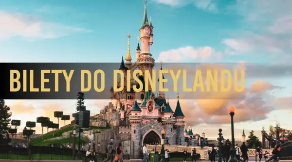 Zamek w Disneylandzie, ludzie spacerują. Dowiedz się, ile kosztuje bilet do Disneylandu, aby zaplanować swoją magiczną podróż.