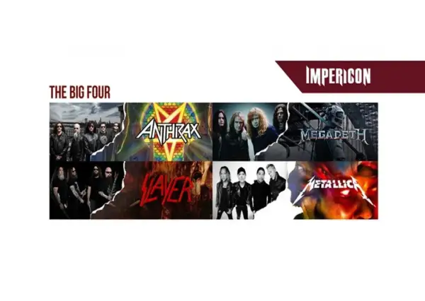 Die Big Four: Anthrax, Megadeth, Slayer und Metallica – die besten Metal Bands aller Zeiten.
