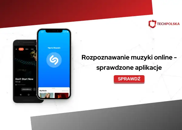Aplikacja do rozpoznawania muzyki Shazam na ekranie telefonu. Sprawdź, jak łatwo zidentyfikować utwór.